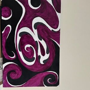 Swirling Abstract Canvas in Purple and Black